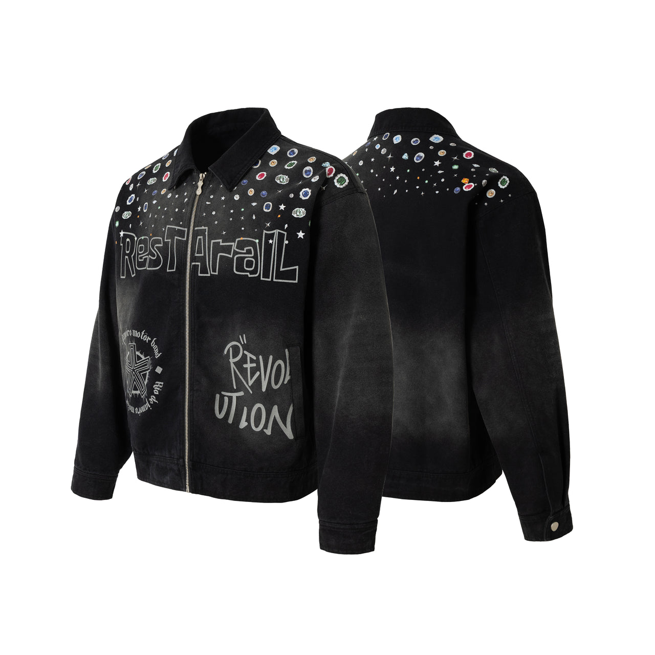 American Vintage Graphic-Printed Washed Gradient Jacket