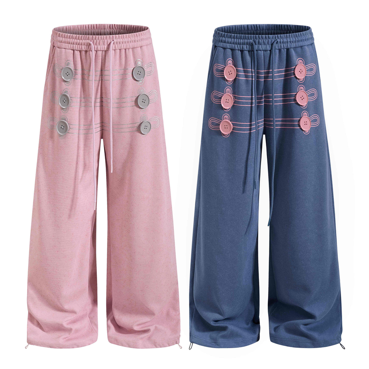 Omirad Military Button Wide-Leg Sweatpants