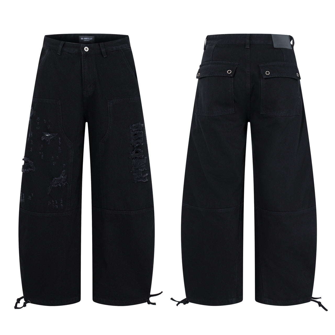 American High Street Distressed Wide-Leg Jeans