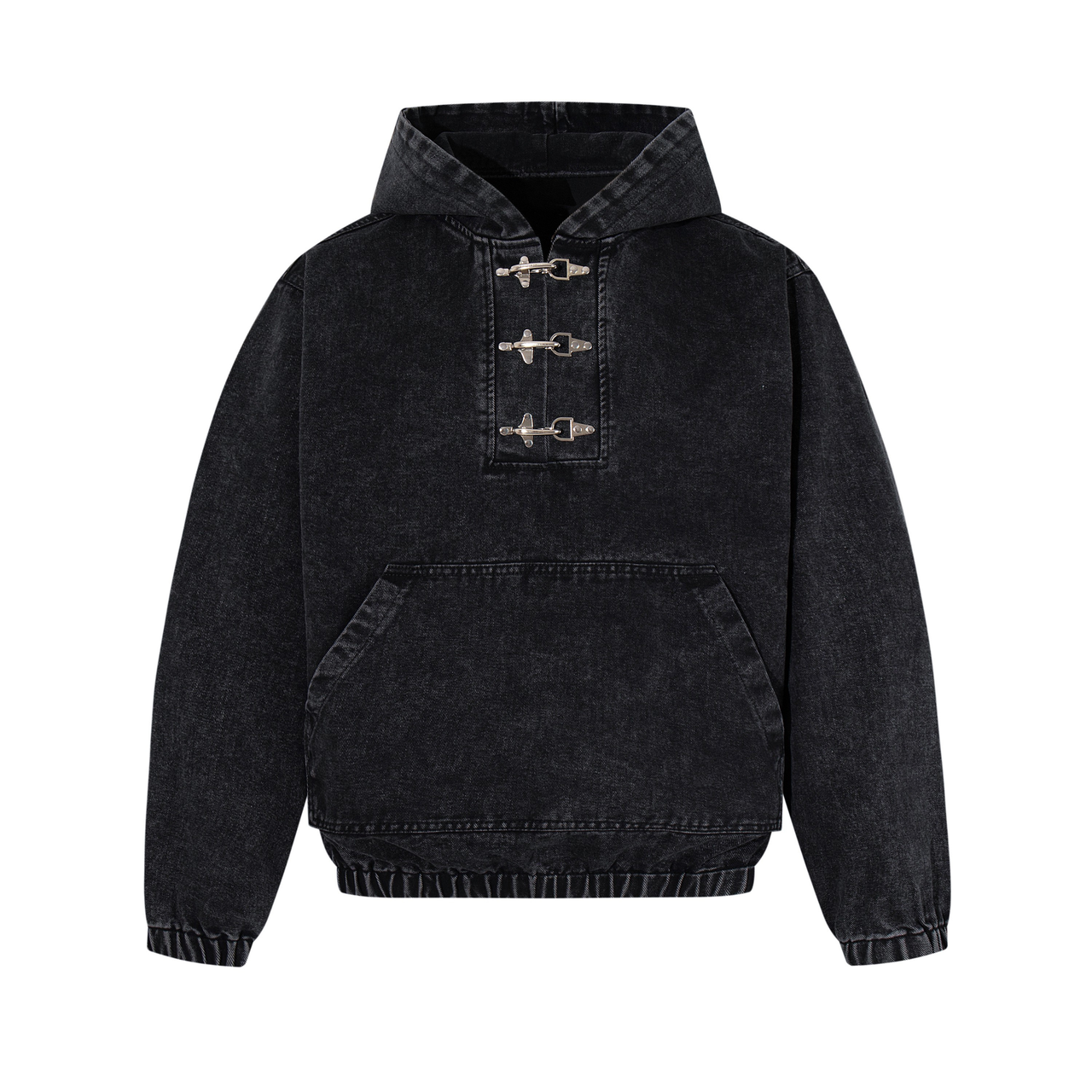 Omirad Toggle-Front Washed Denim Hoodie