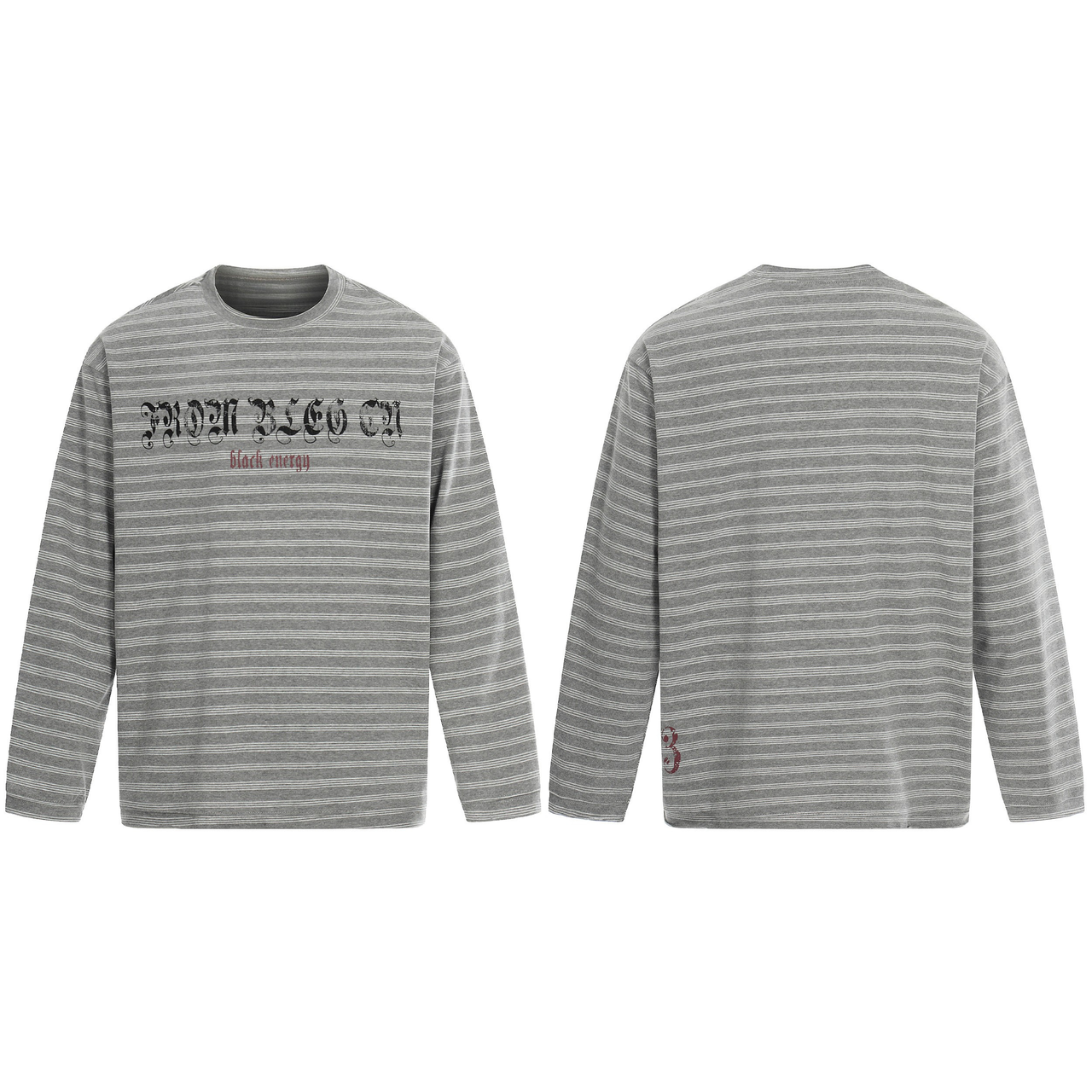 Omirad Striped Gothic Logo Long Sleeve Tee