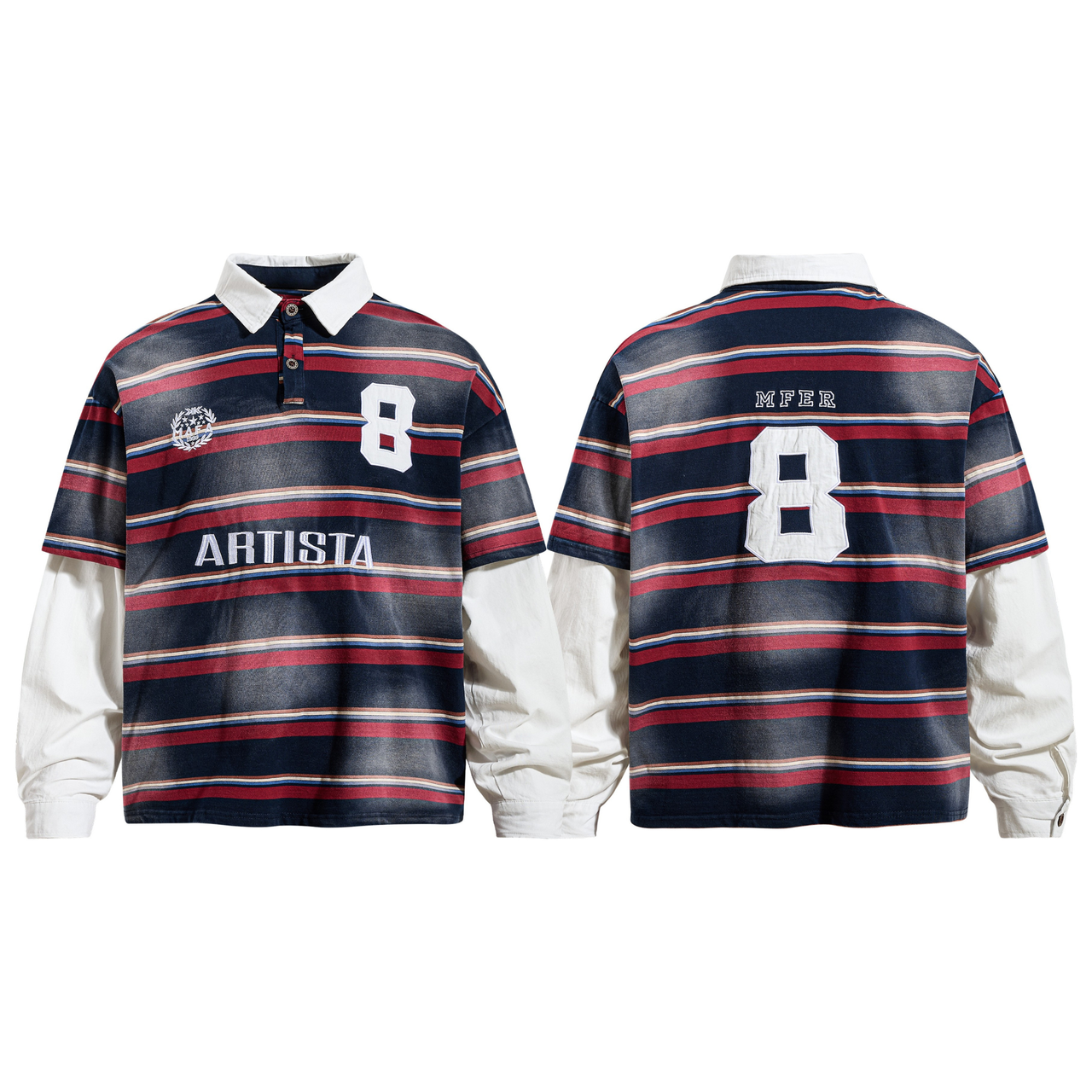 Omirad Layered Stripe Polo Long-Sleeve