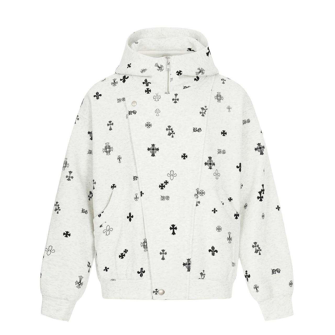 Omirad All-Over Cross Print Hooded Jacket