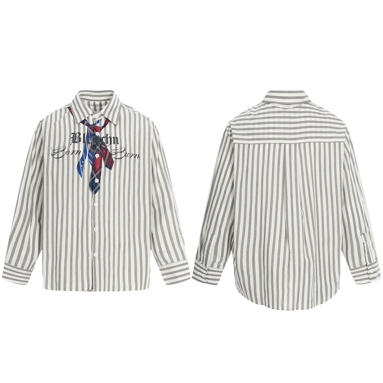 Omirad Striped Tie-Detail Button-Up Shirt