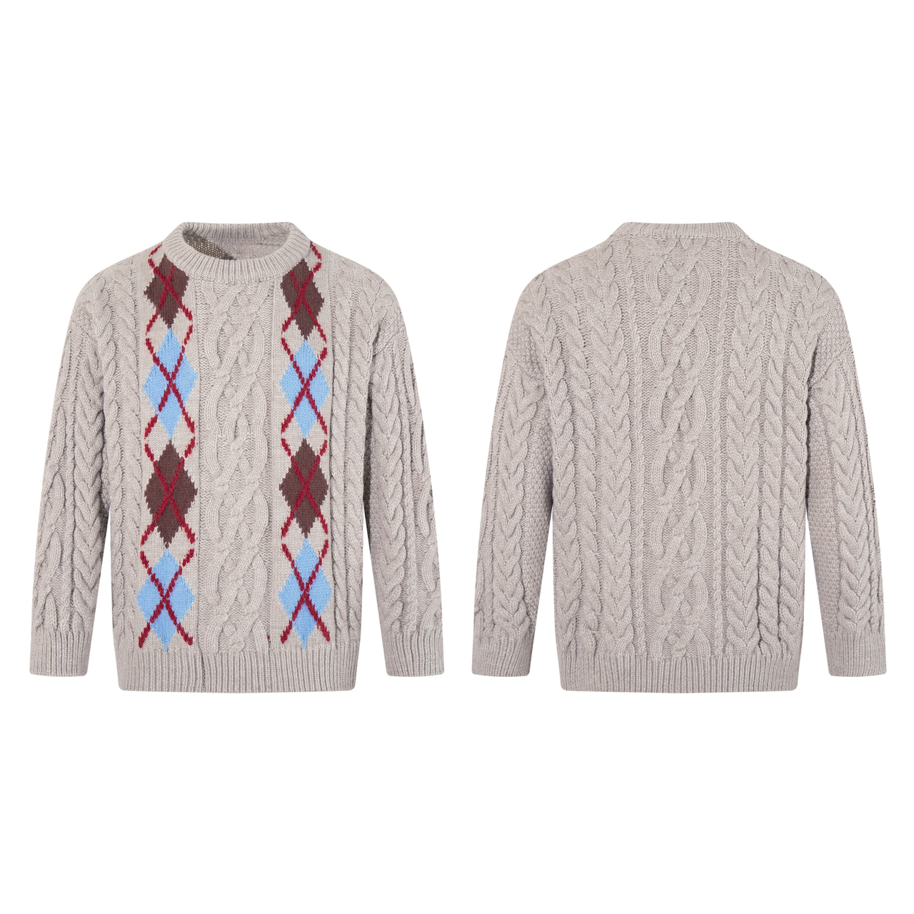 Omirad Argyle Cable Knit Sweater