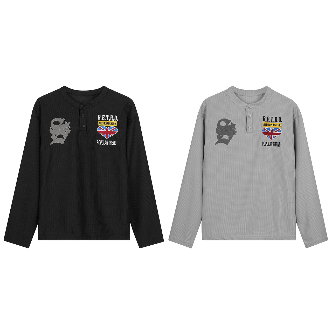 Omirad Retro Henley Long Sleeve Tee