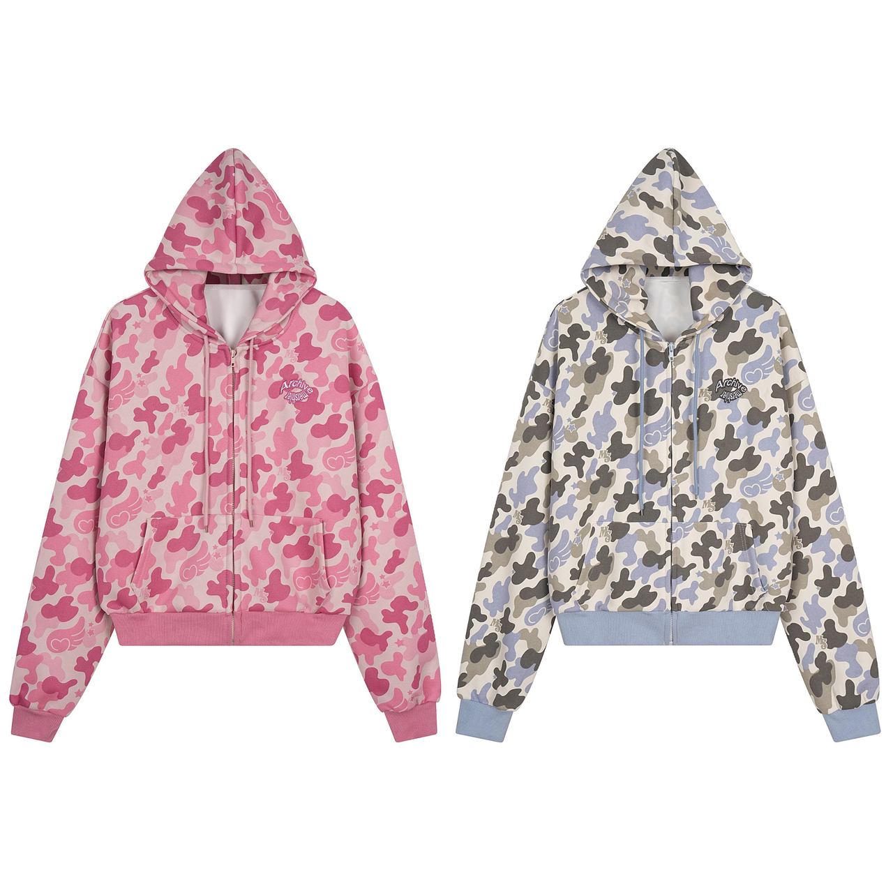 Omirad Camo Graphic Zip-Up Hoodie