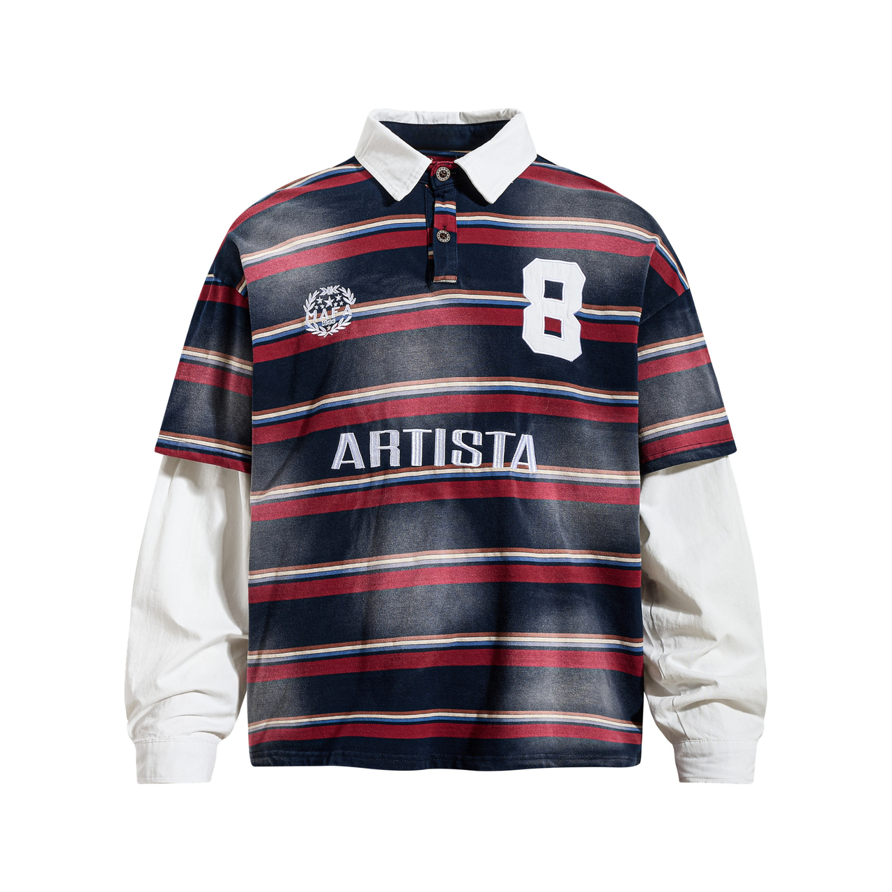 Omirad Layered Stripe Polo Long-Sleeve