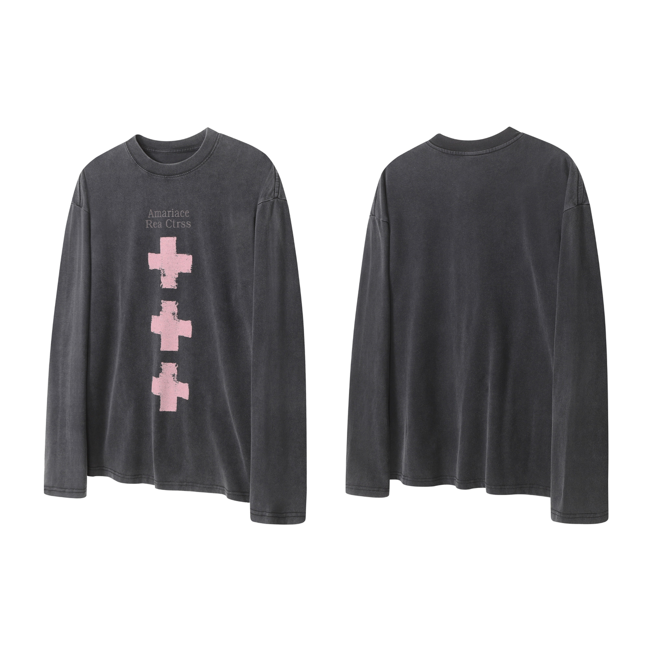 Omirad Cross Graphic Vintage Long Sleeve Tee