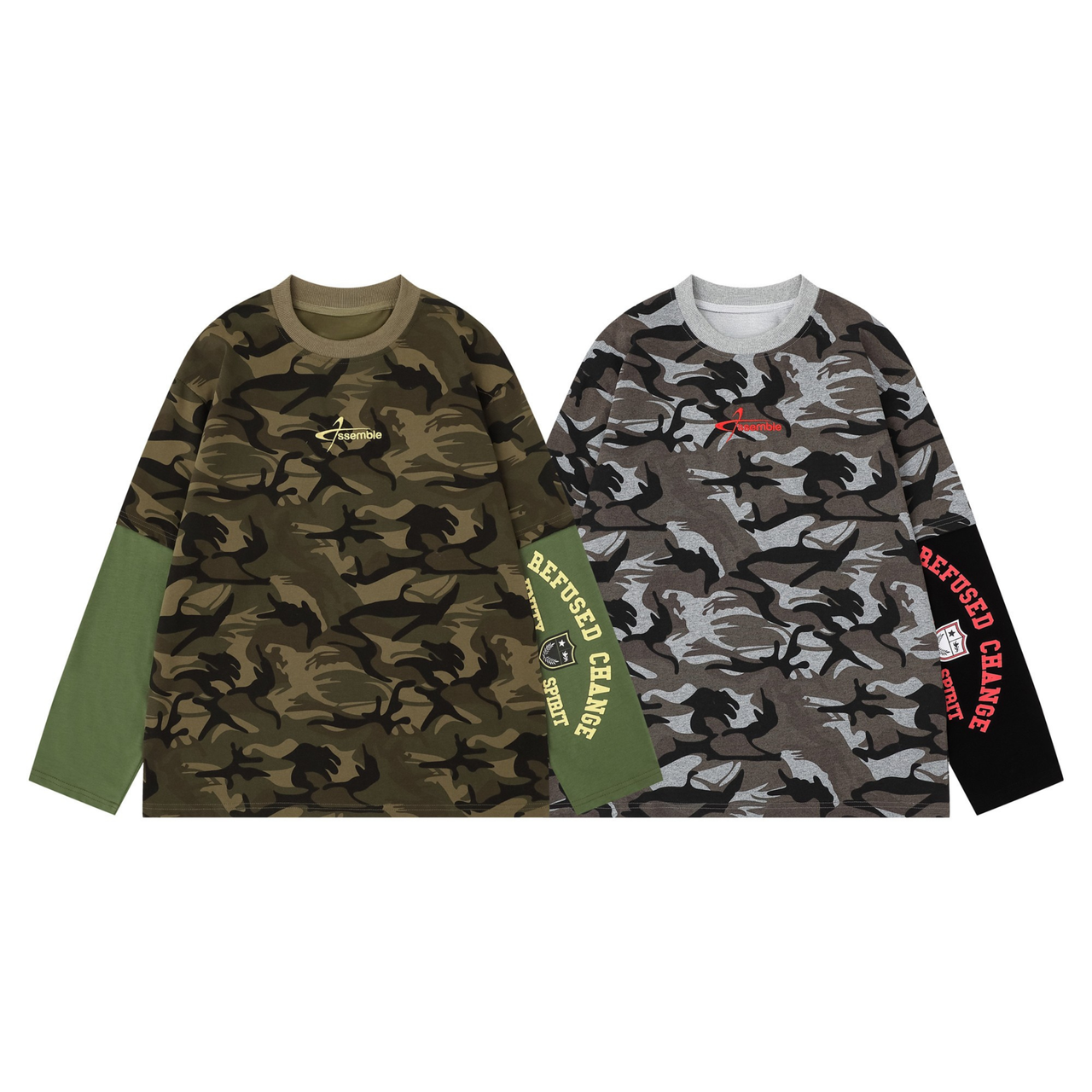 Omirad Layered Camo Long Sleeve Tee