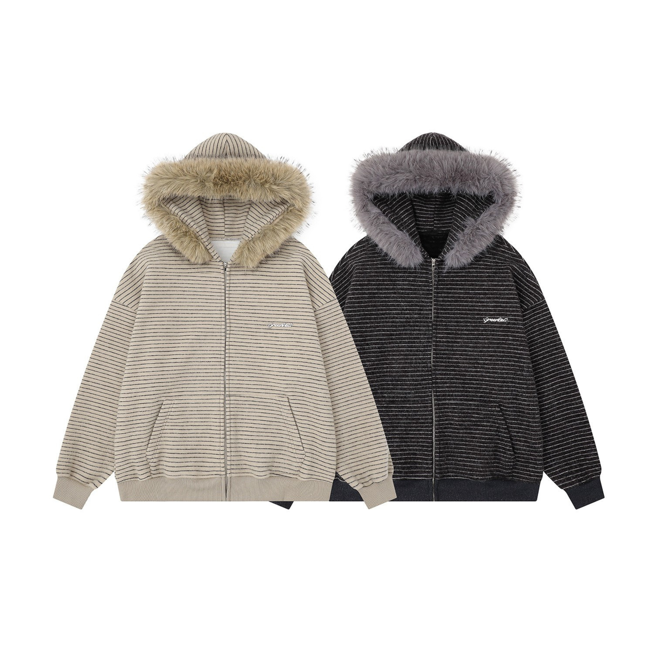 Omirad Striped Knit Zip Hoodie