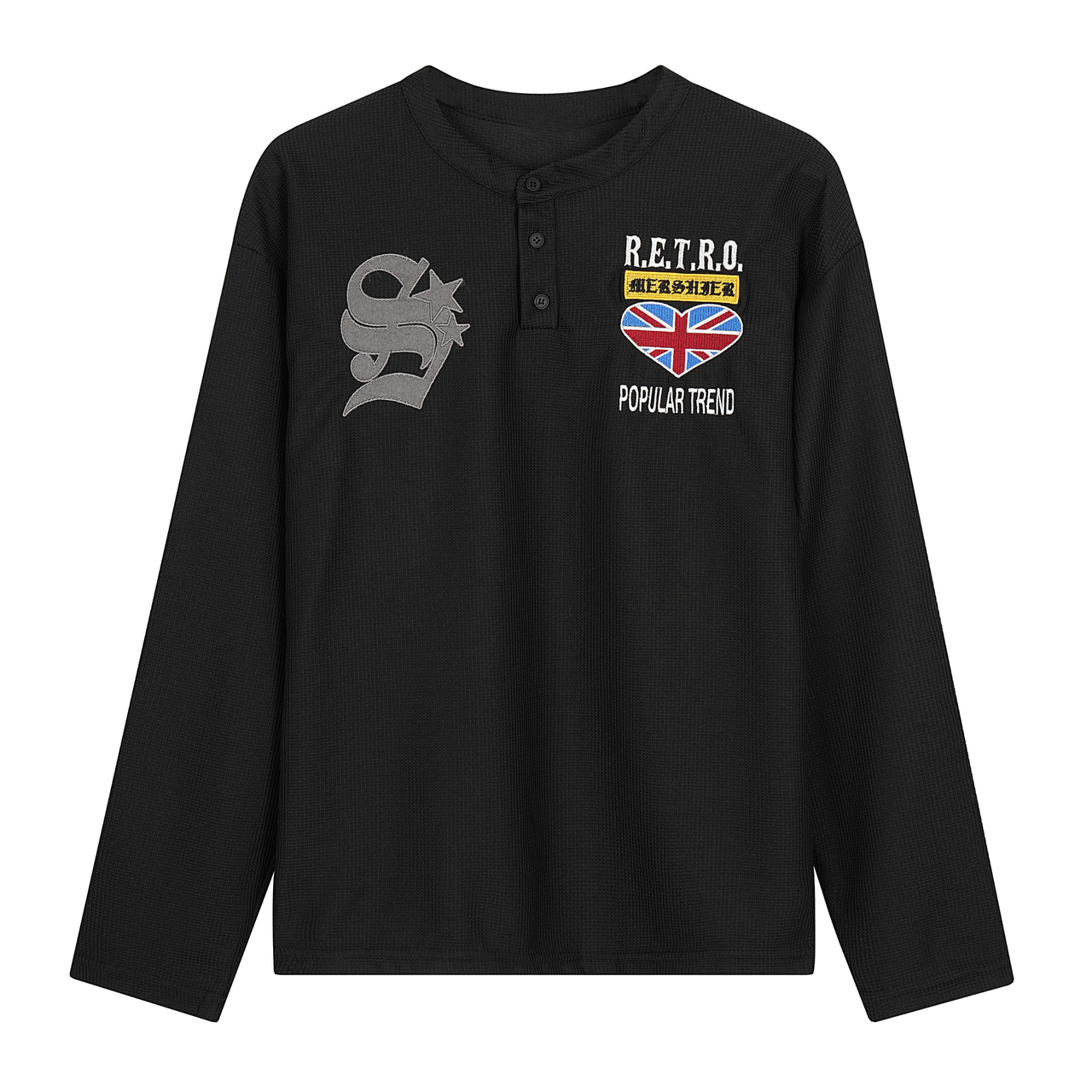 Omirad Retro Henley Long Sleeve Tee