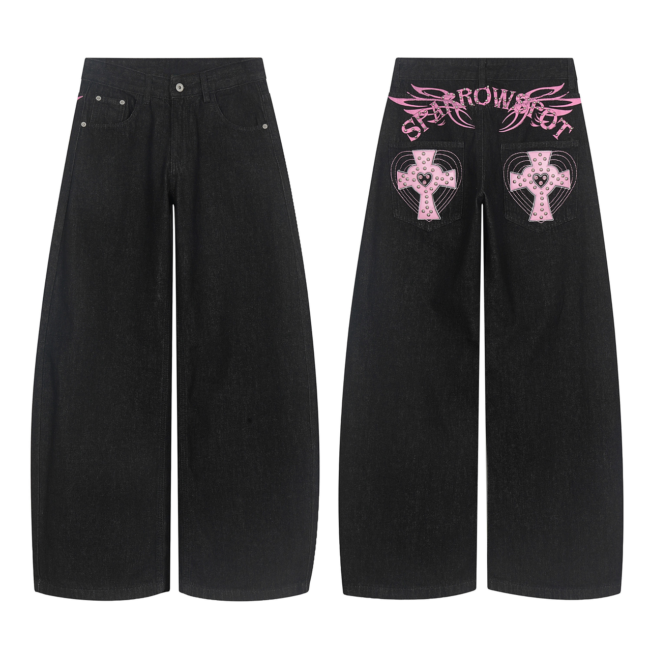 Omirad Cross Pocket Graphic Wide-Leg Jeans