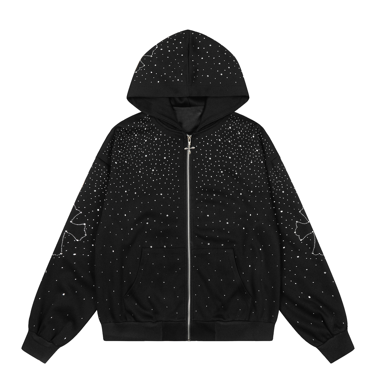 Omirad All-Over Rhinestone Zip Hoodie
