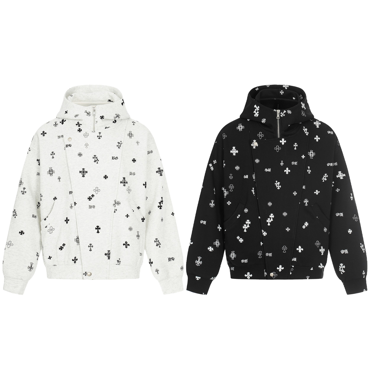 Omirad All-Over Cross Print Hooded Jacket