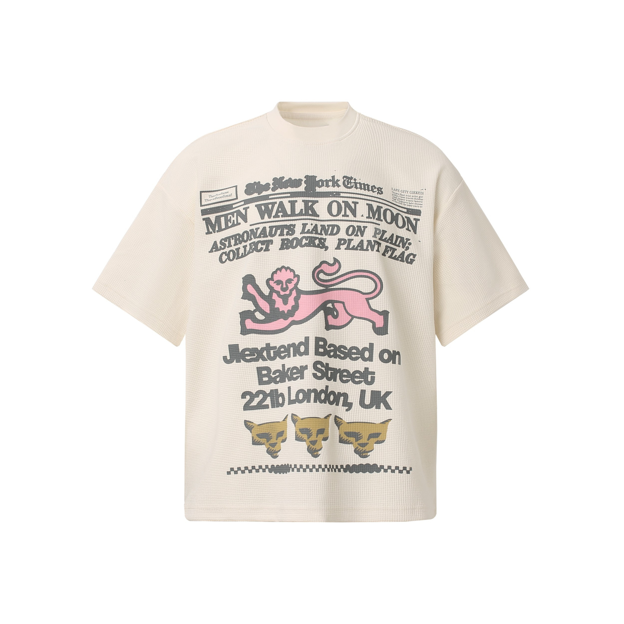 Omirad Vintage Newspaper Graphic Waffle Tee
