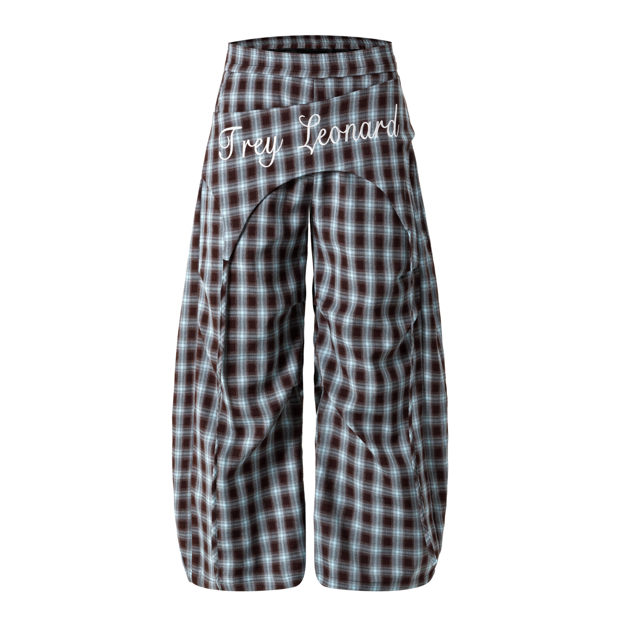 Omirad Plaid Overlay Wide-Leg Mesh Pants