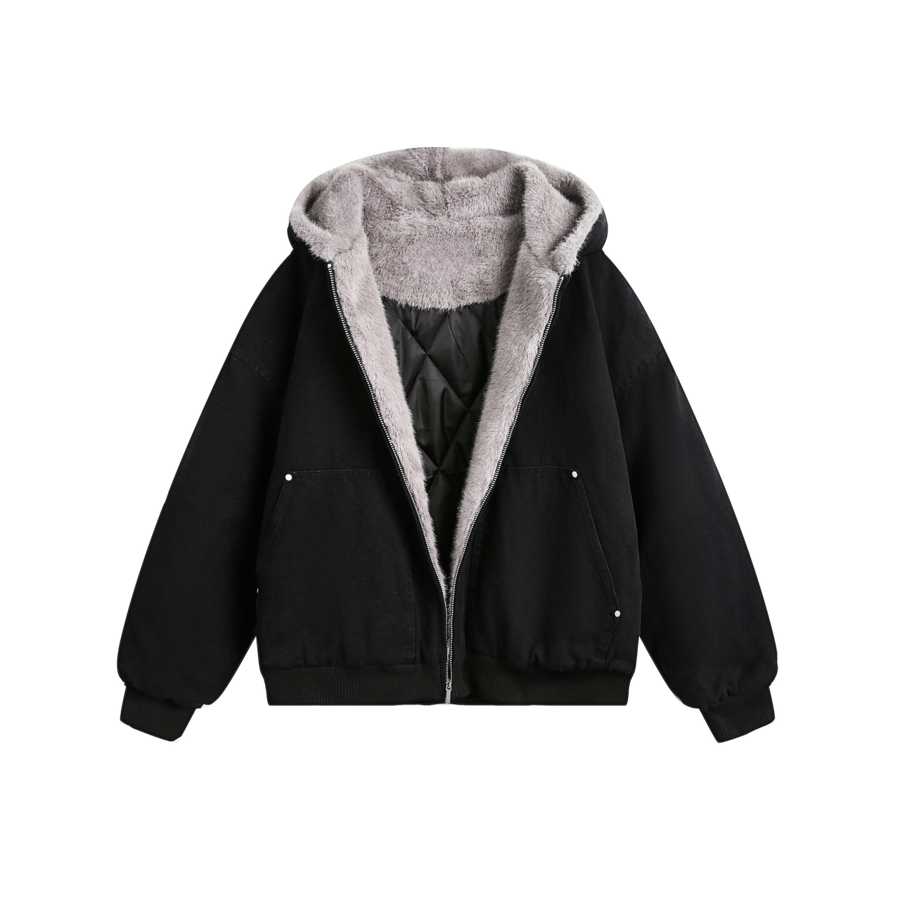 Omirad Fur-Lined Zip Hooded Jacket