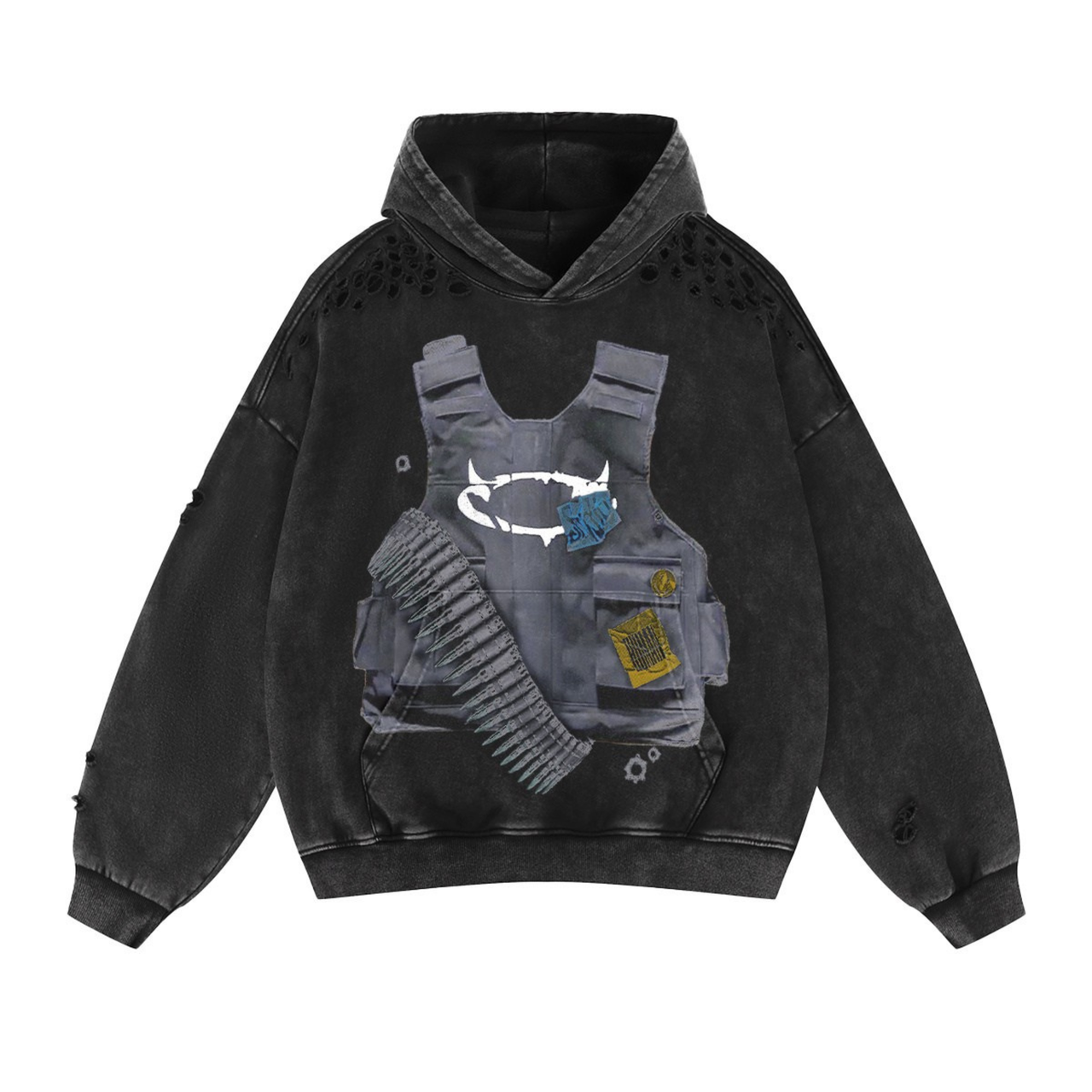 Omirad Tactical Graphic Distressed Hoodie