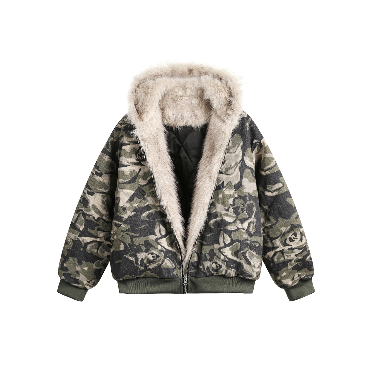 Omirad Camo Fur-Lined Hooded Cotton Jacket