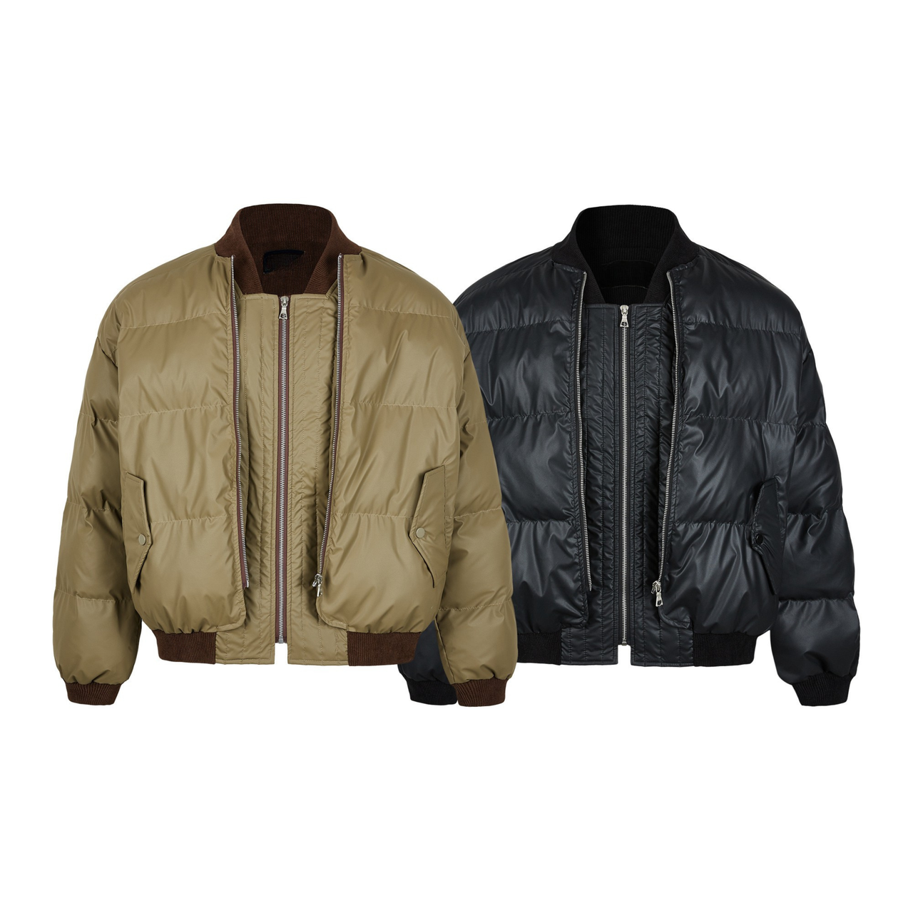 Omirad Dual-Zip Puffer Bomber Jacket