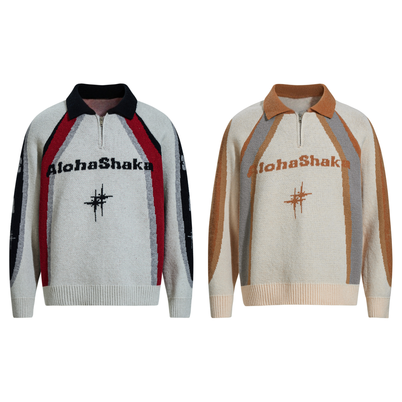 Omirad Retro Colorblock Zip-Collar Sweater