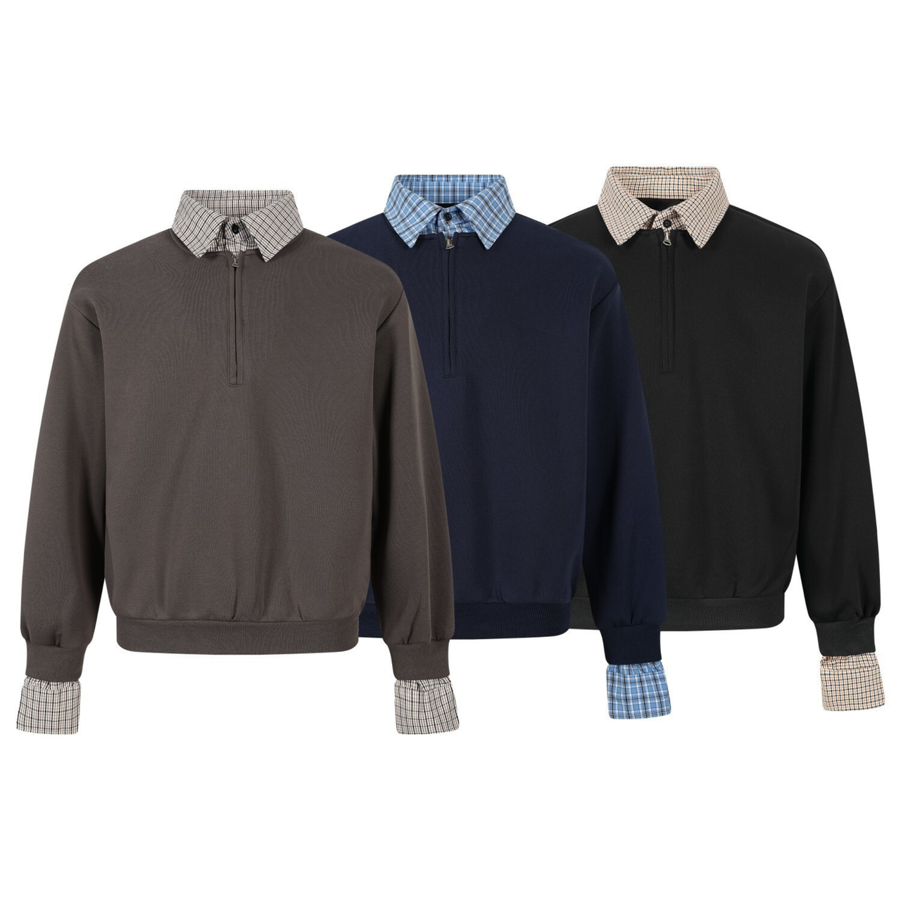 Omirad Layered Collar Half-Zip Pullover