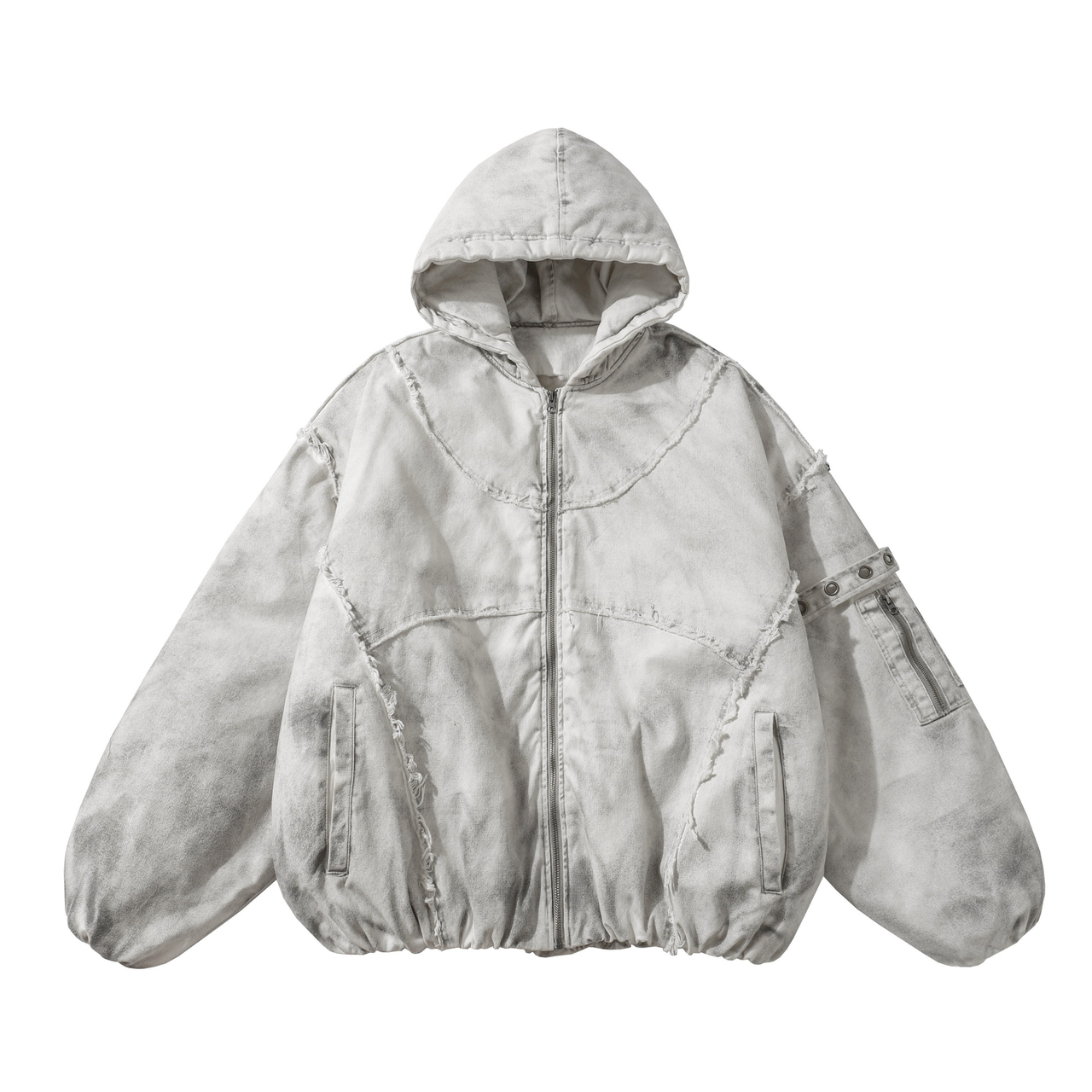 Omirad Distressed Hooded Zip Jacket