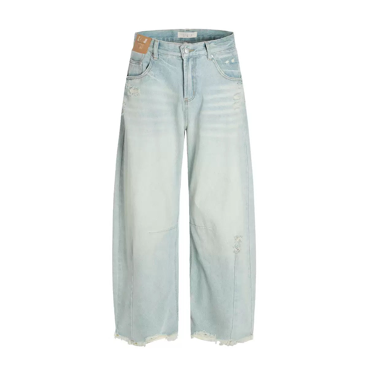 Vintage Frayed Bamboo Stripe Flared Jeans