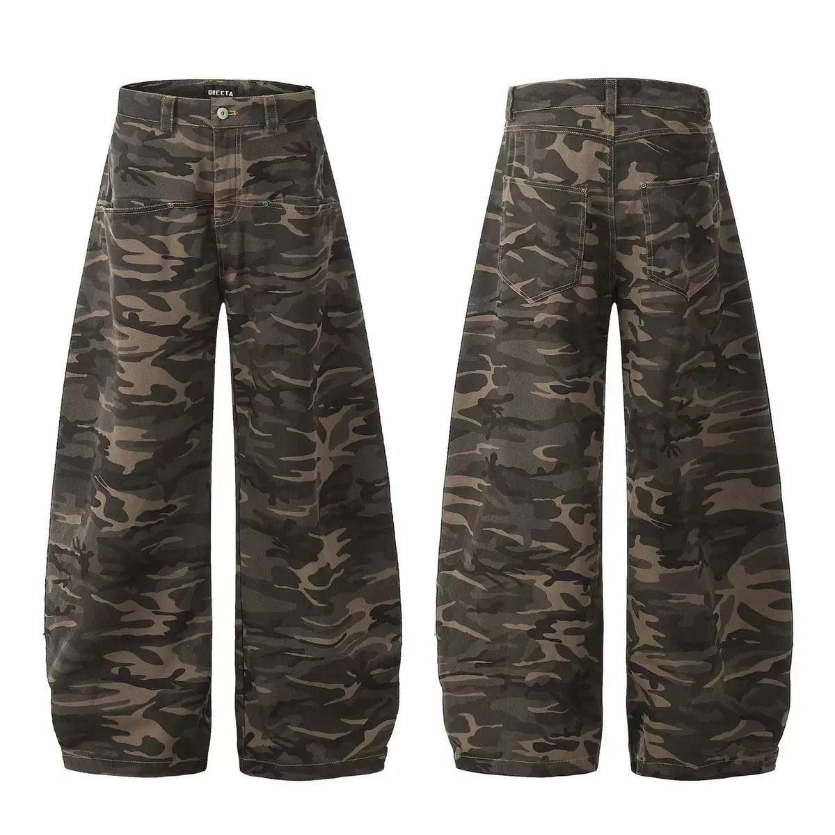 American Camouflage Cargo Curved Jeans