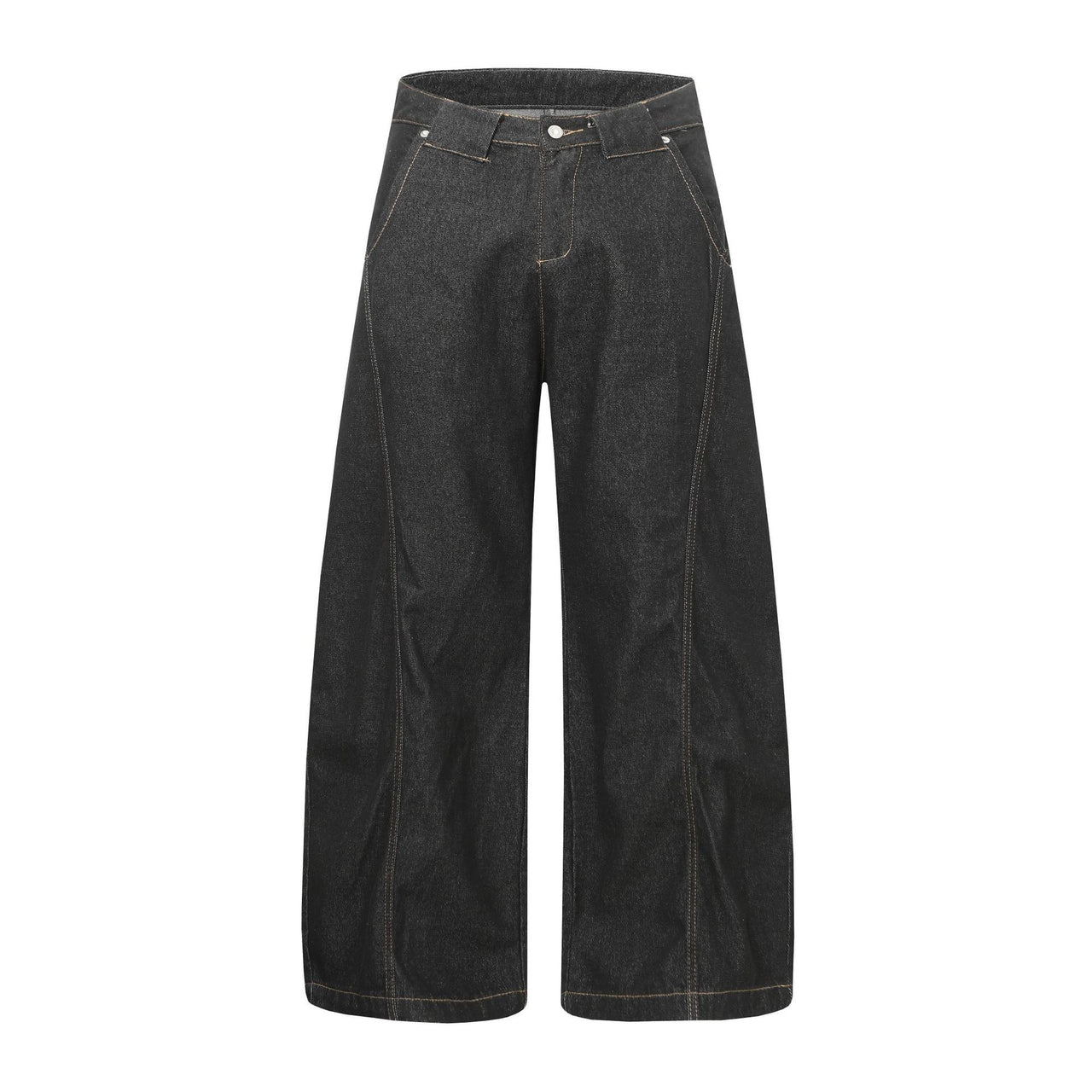 Vintage Wash Distressed Curved Hem Jeans