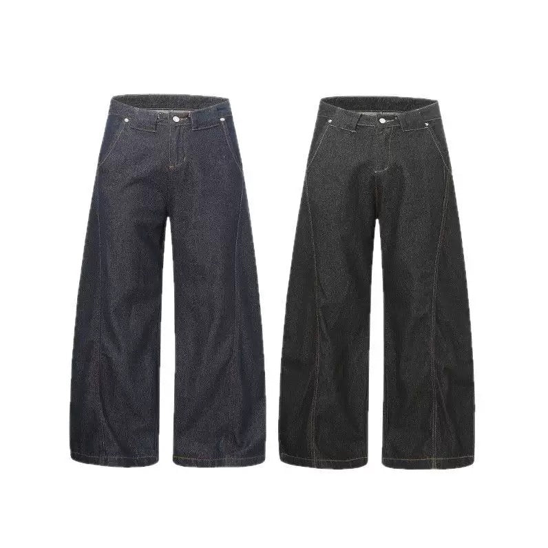 Vintage Wash Distressed Curved Hem Jeans