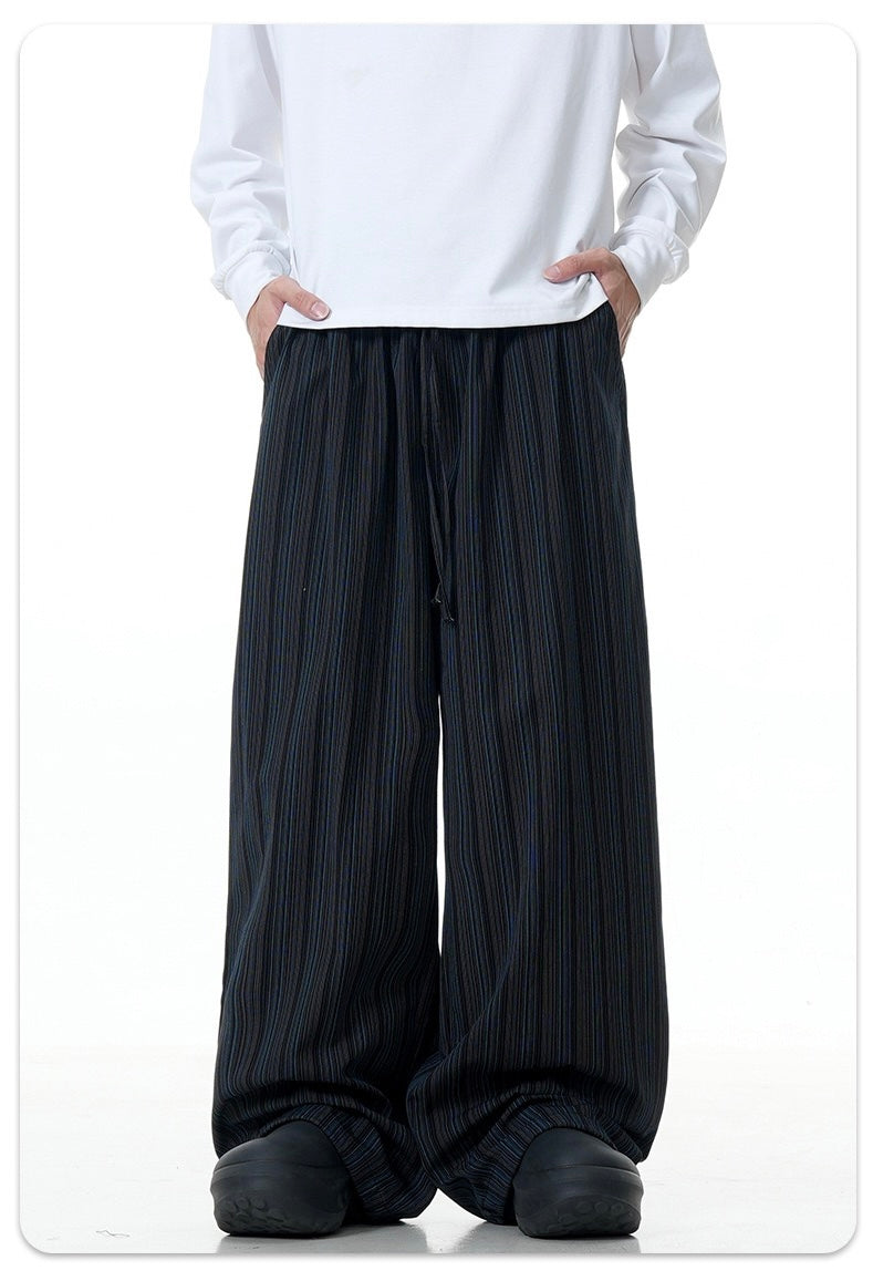 American Vintage Black and Blue Striped Casual Pants