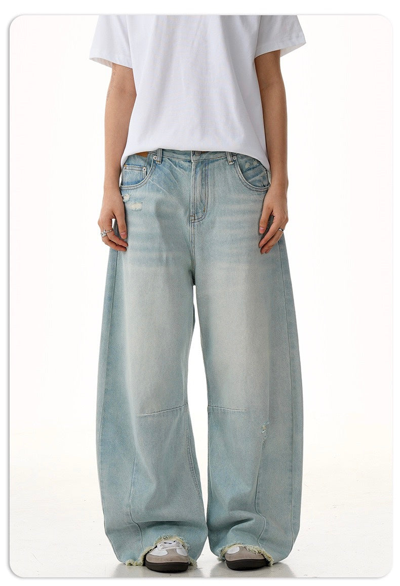 Vintage Frayed Bamboo Stripe Flared Jeans