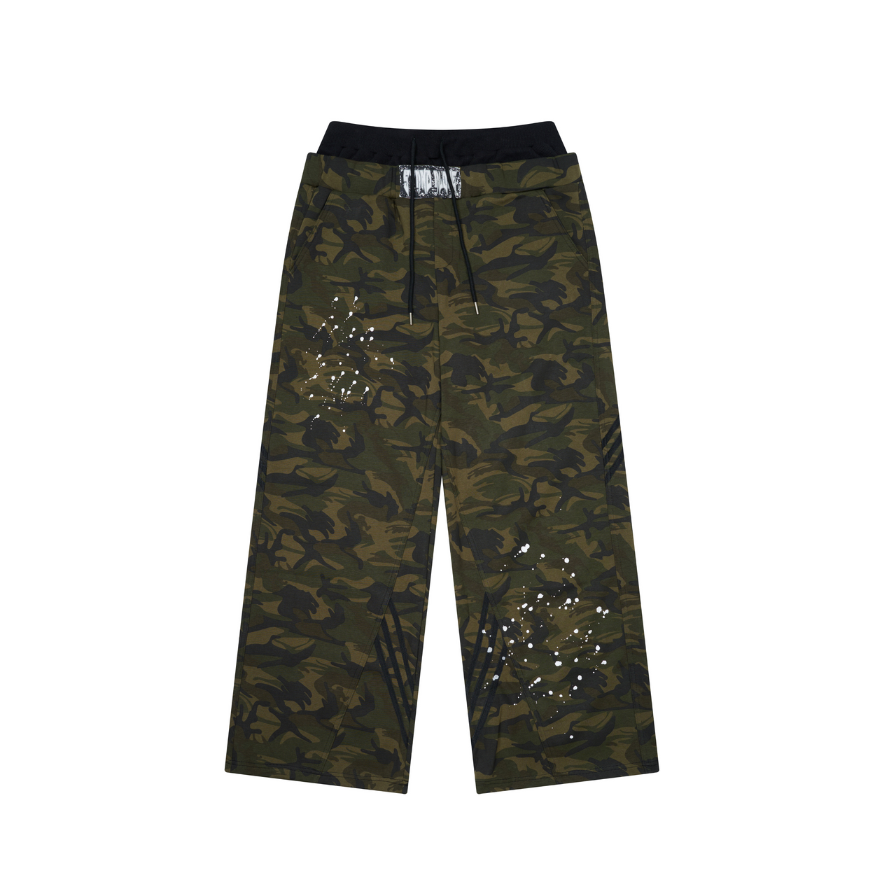 Double Waistband Graffiti Camo Pants