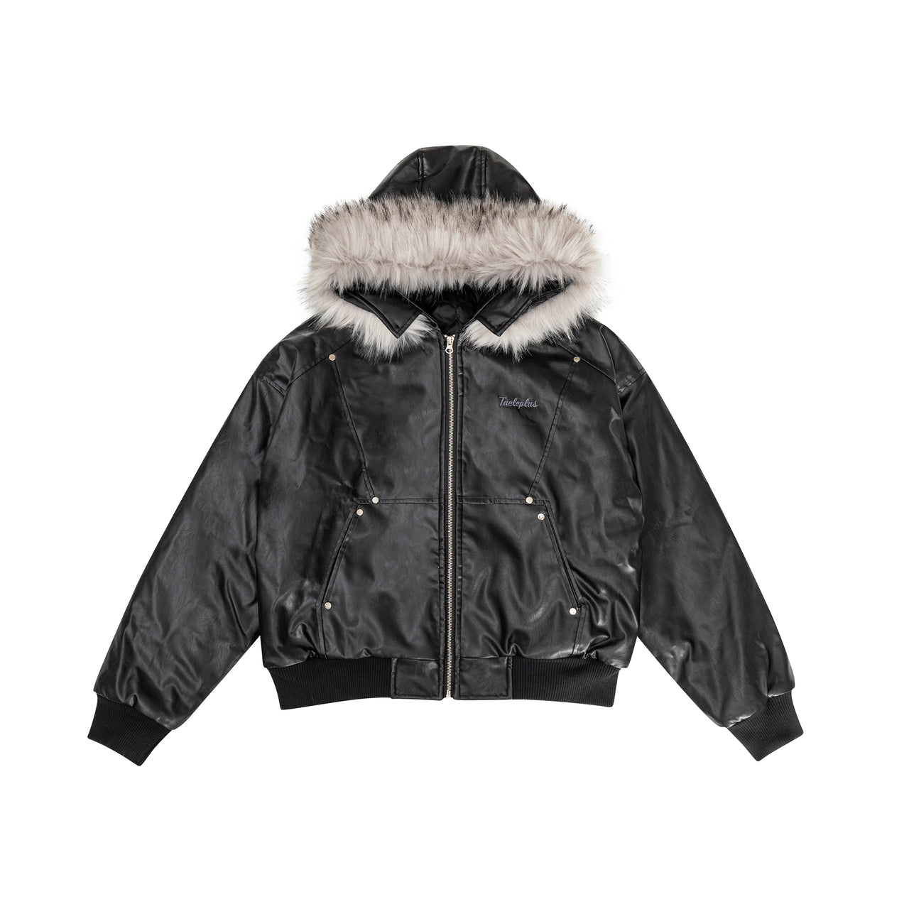 Faux-Fur-Trim PU Jacket