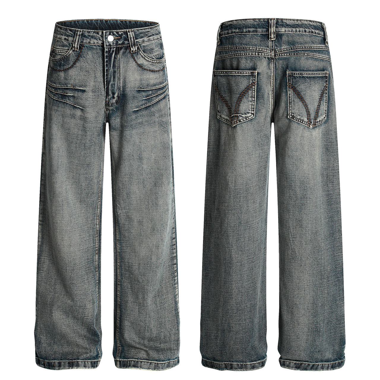 American Vintage Stone-Washed Pleated Jeans