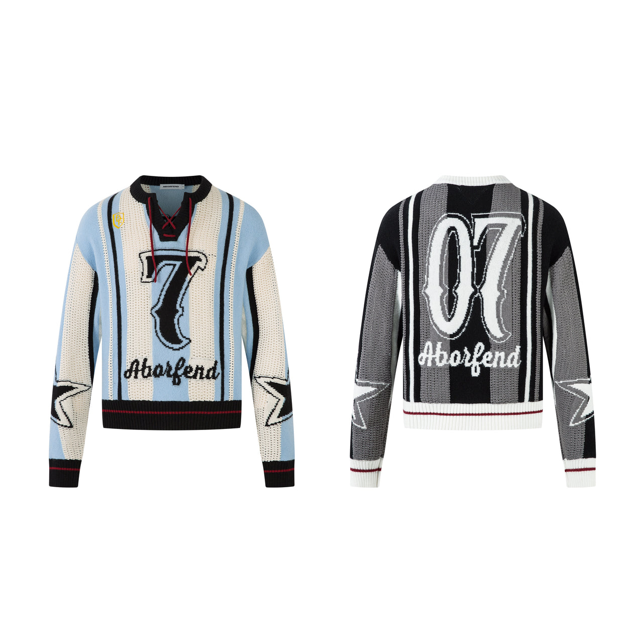 Streetwear V-Neck Cutout Number Print Sweater