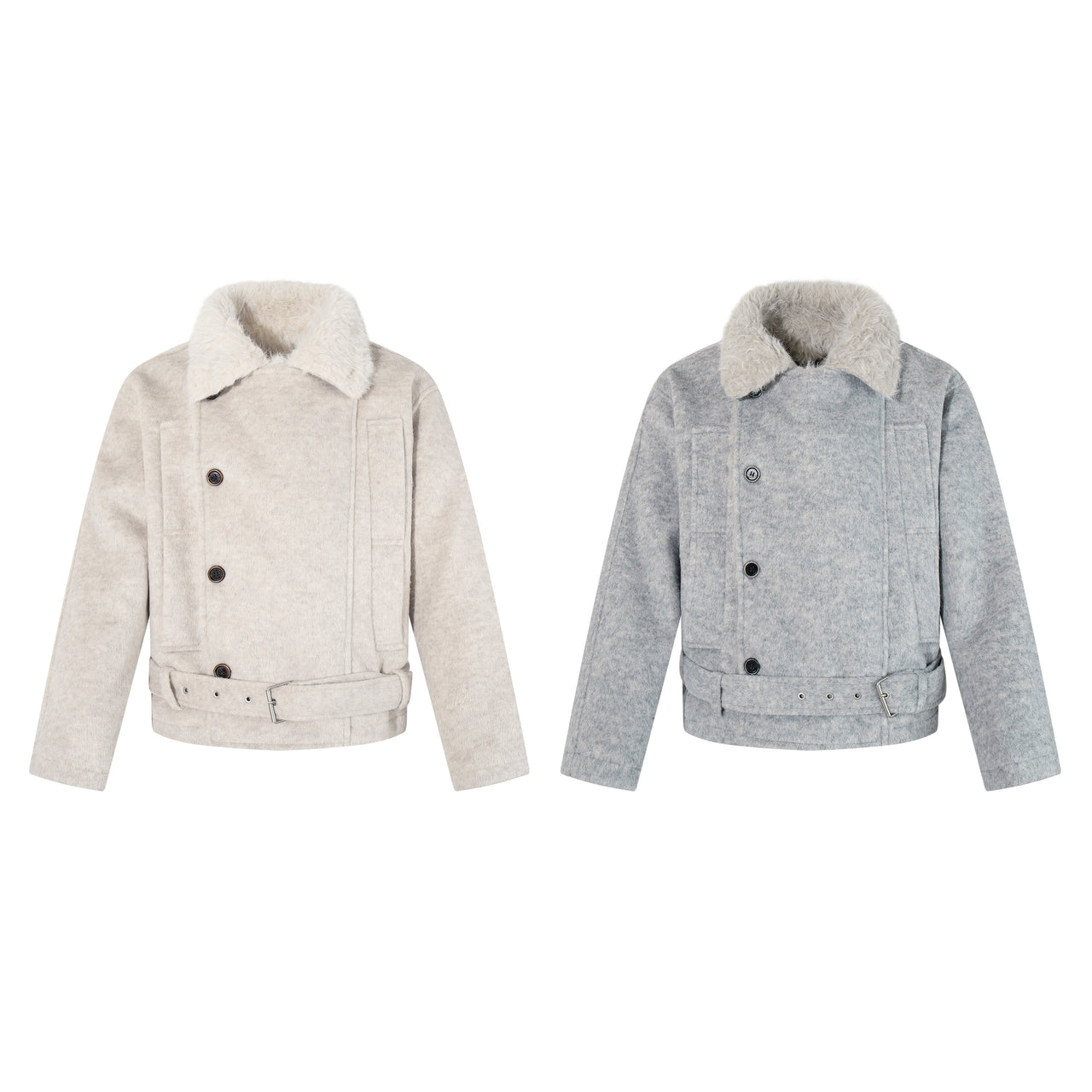 Omirad Fur-Collar Belted Jacket