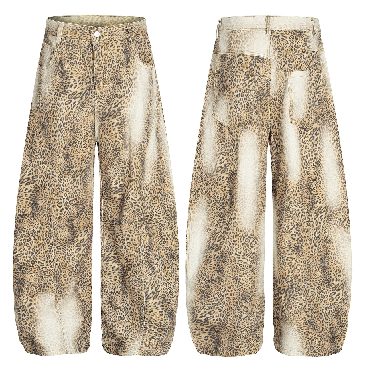 Vintage Streetwear Leopard Curved-Leg Jeans
