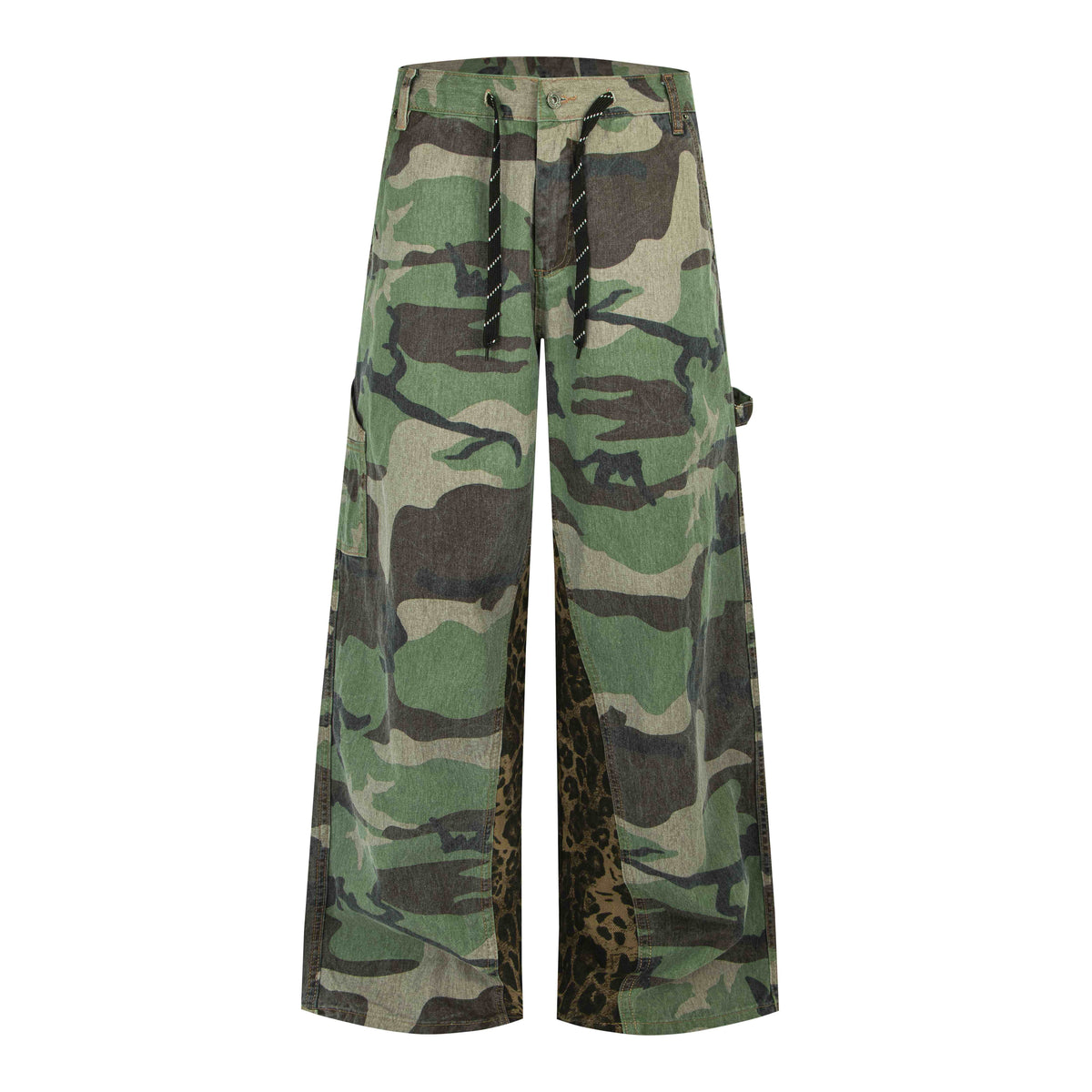Omirad Camo Leopard Panel Wide-Leg Cargo Pants