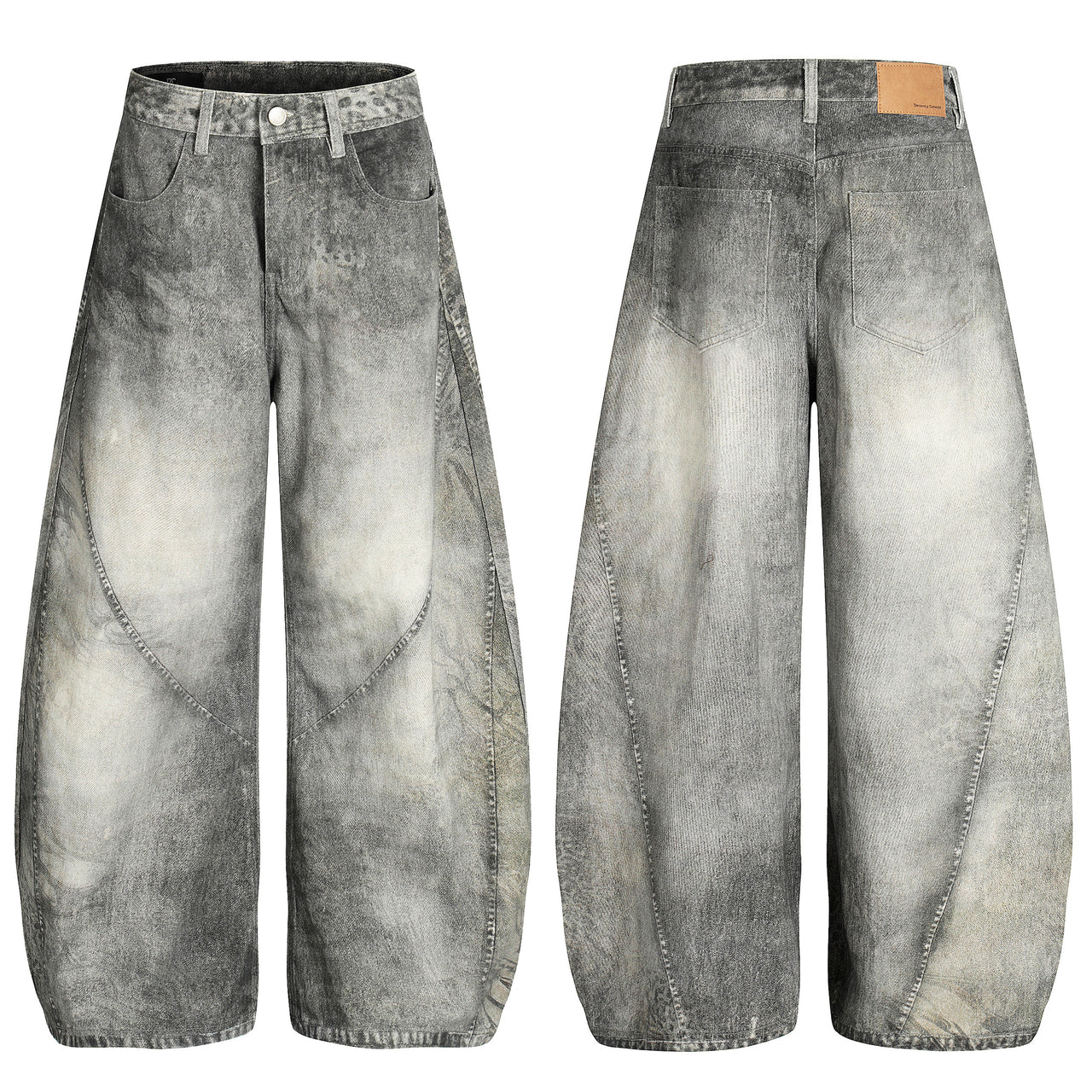 Streetwear Washed Oversized Curved-Cut Jeans