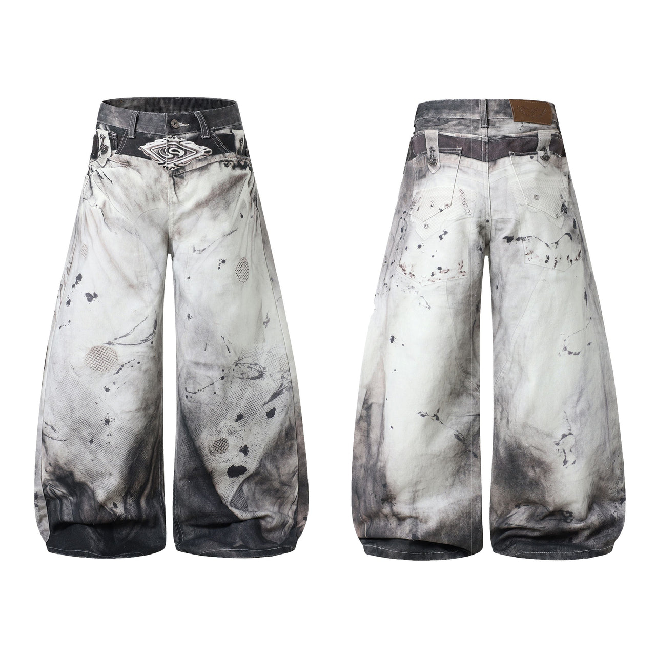 Omirad Abstract Wash Wide-Leg Jeans