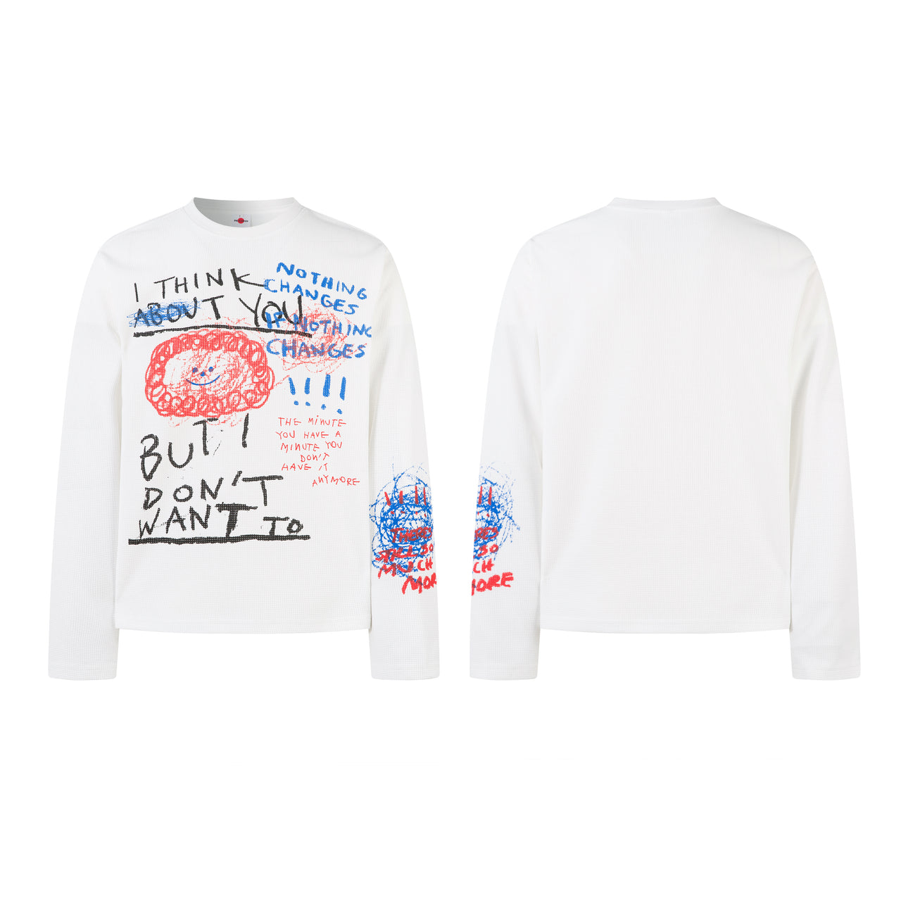 American High Street Letter Print Waffle Sweatshirt