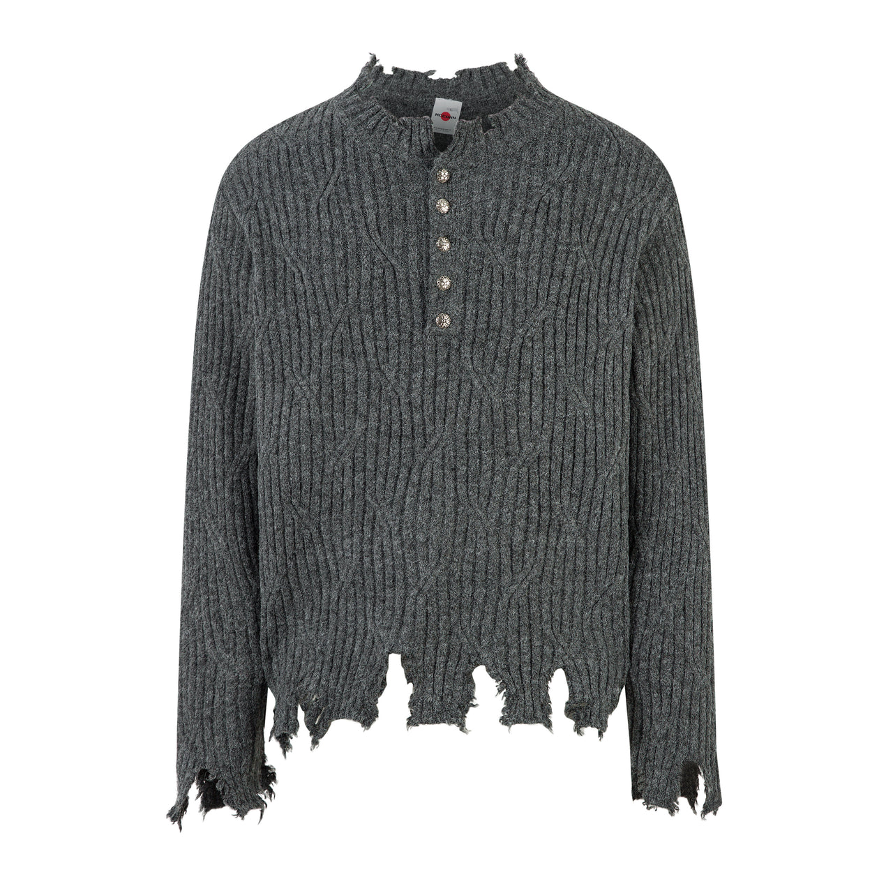 American Streetwear Frayed-Edge Sweater