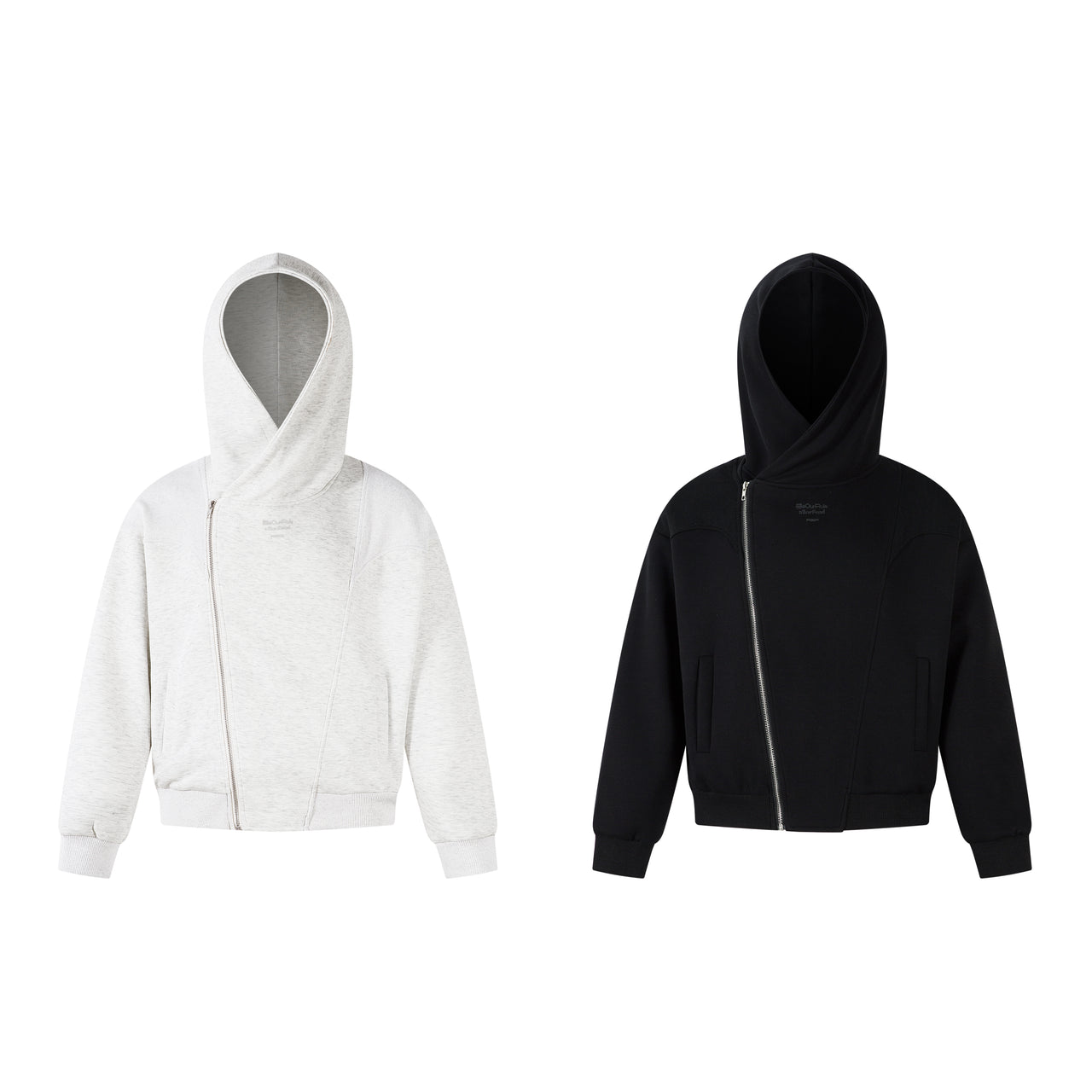 American Streetwear Asymmetrical Zippered Color-Blocked Hoodie