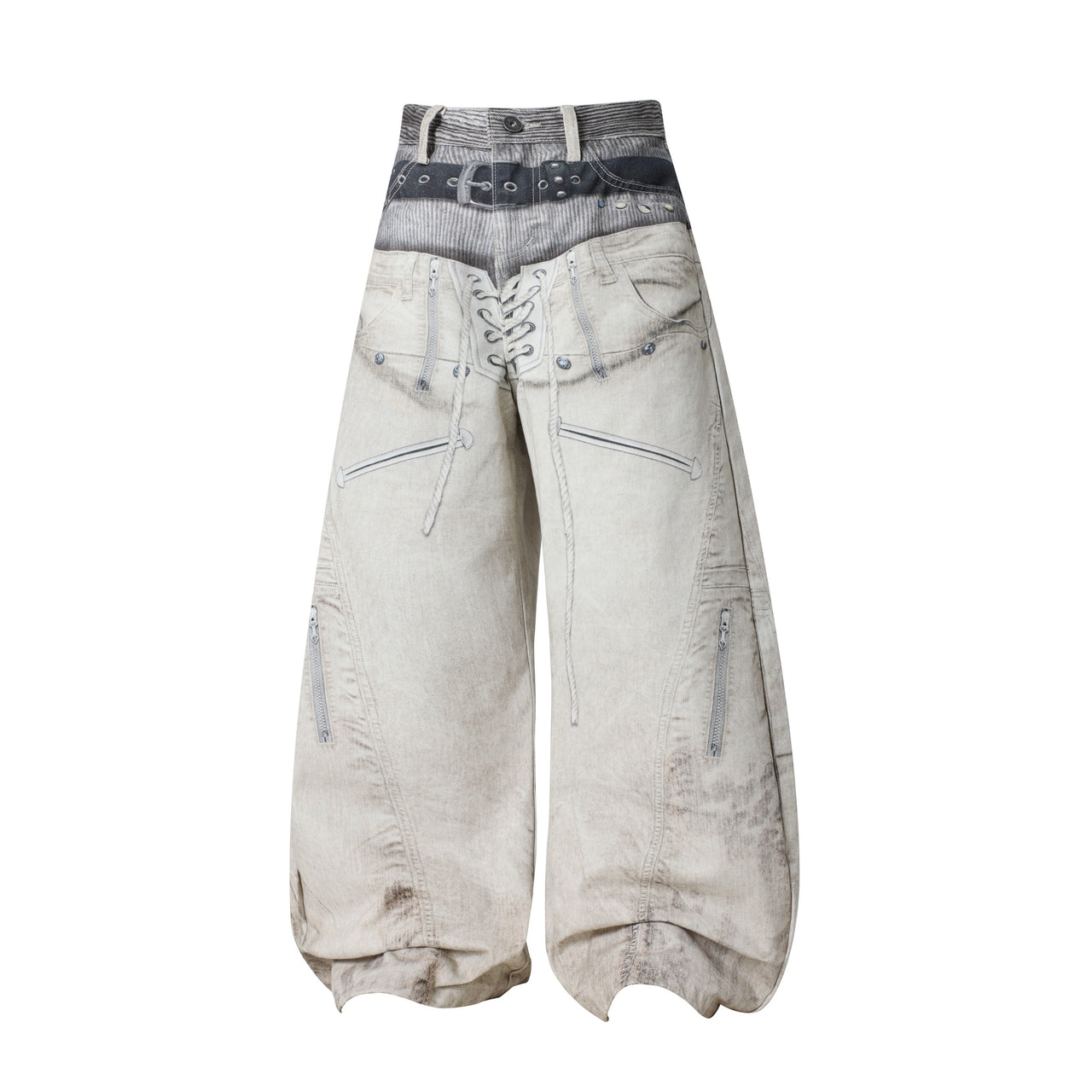 Omirad “Layered Belt Utility Balloon Jeans”