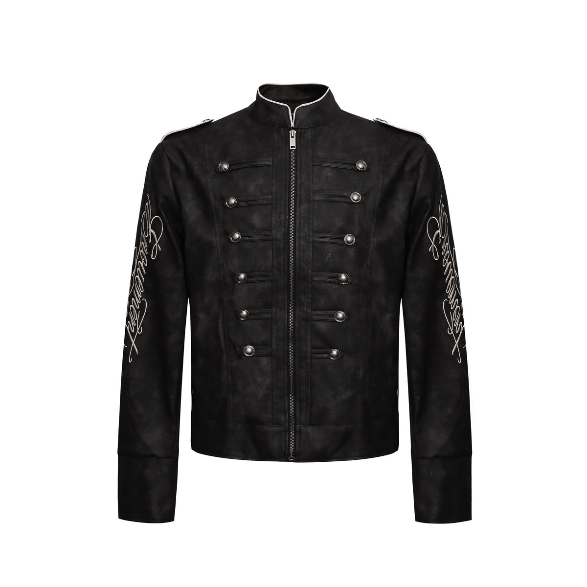 Omirad Military Button Script Zip-Up Jacket