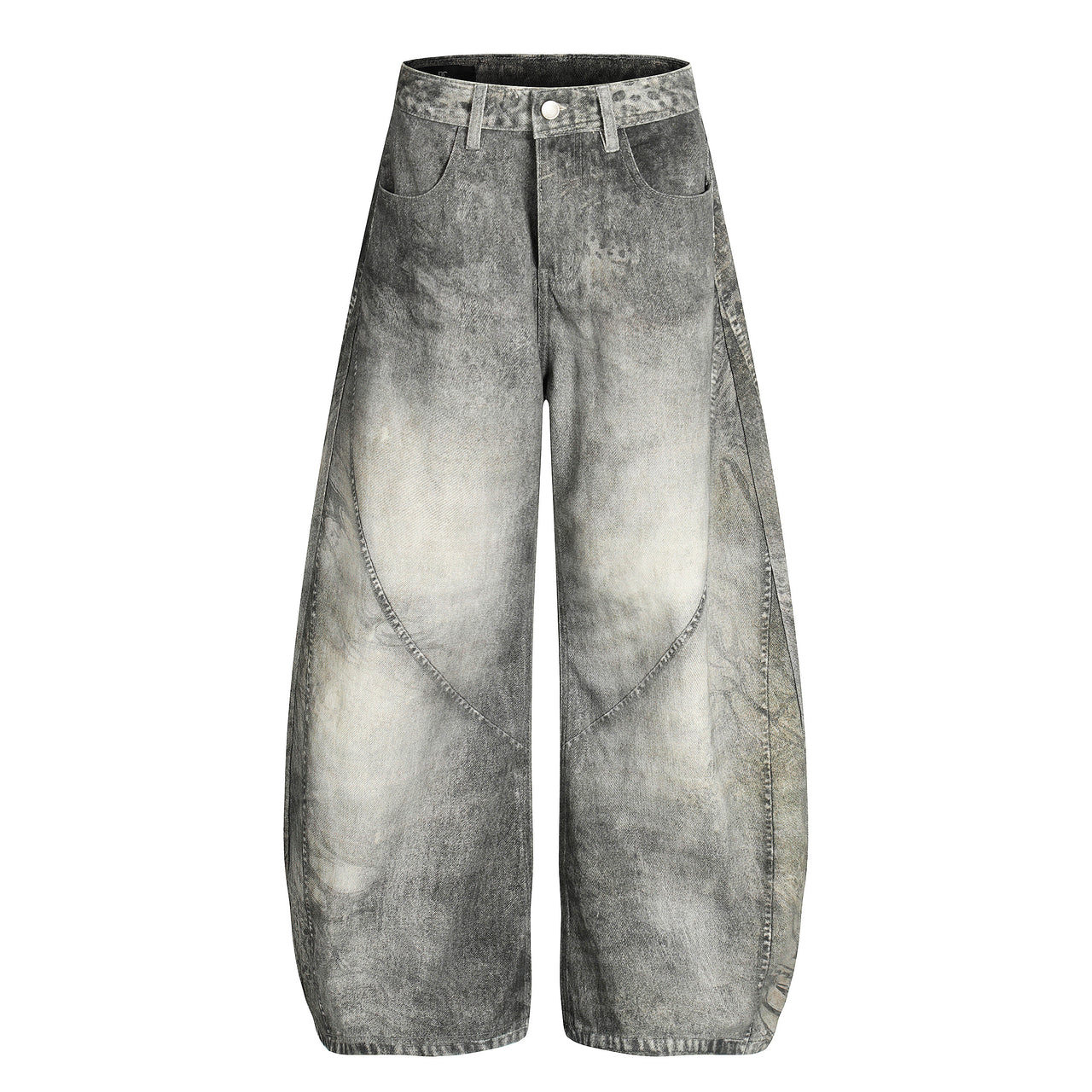 Streetwear Washed Oversized Curved-Cut Jeans