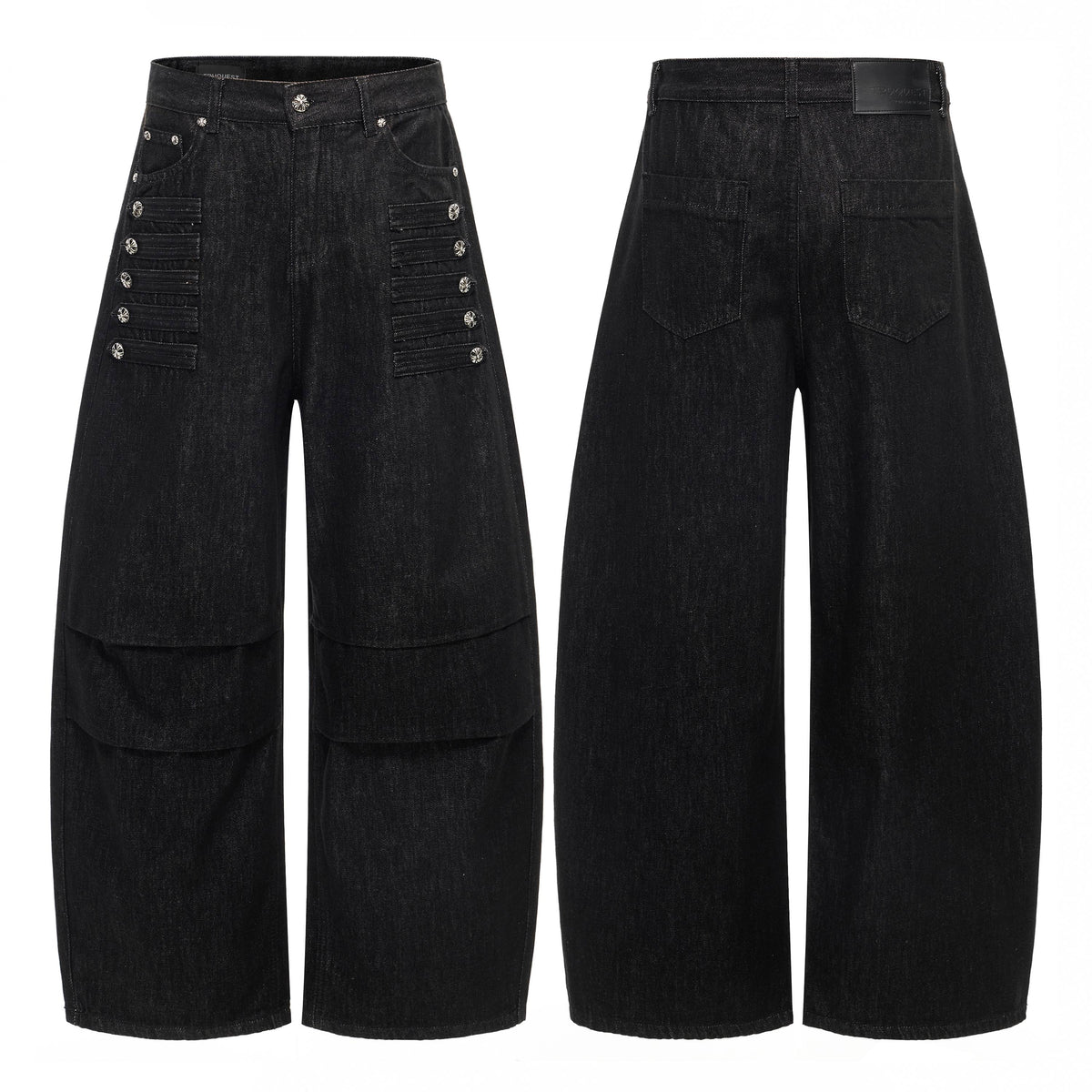 Omirad Metal Button Panel Wide-Leg Jeans